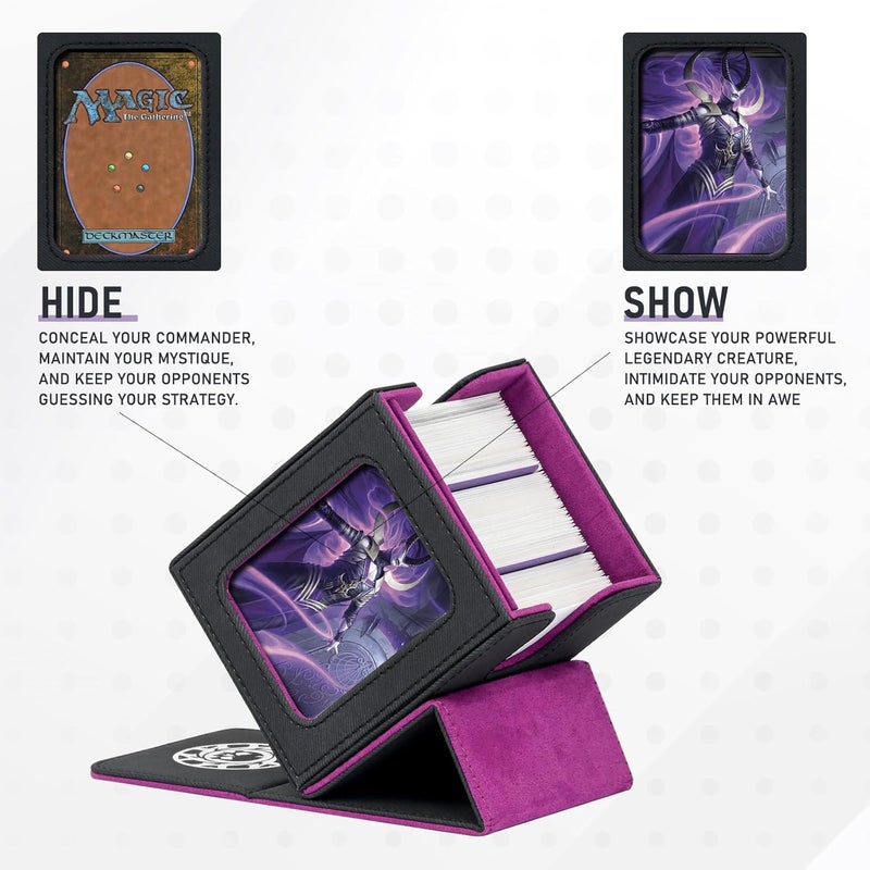 Infinity Guard Card Deck Box for MTG with Commander Display for 100+ Double Sleeved Cards, Magnetic Card Storage Box Fits for TCG Sports Trading Cards (Black&Purple) - Image 5